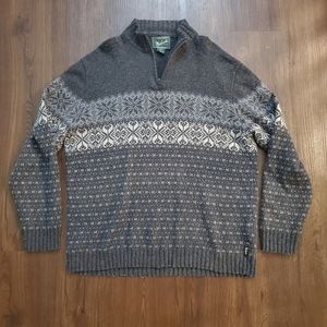 Woolrich Mens Large 1/4 Zip Wool Ski Sweater